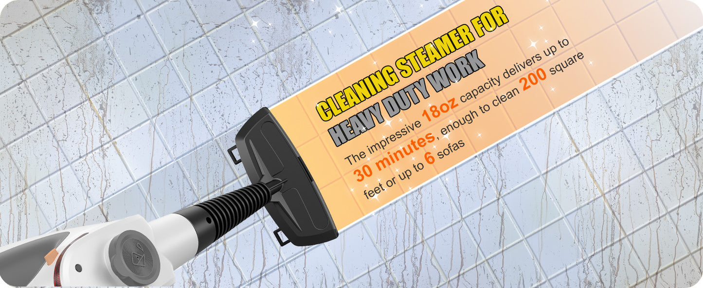 Heavy Duty Handheld Steam Cleaner for Cleaning with Lockable Steam Button&11pcs Accessories, Unlimited Water Addition for Continuous Steaming, Multi-Purpose Steamer for Cleaning Car, Grout (grey)