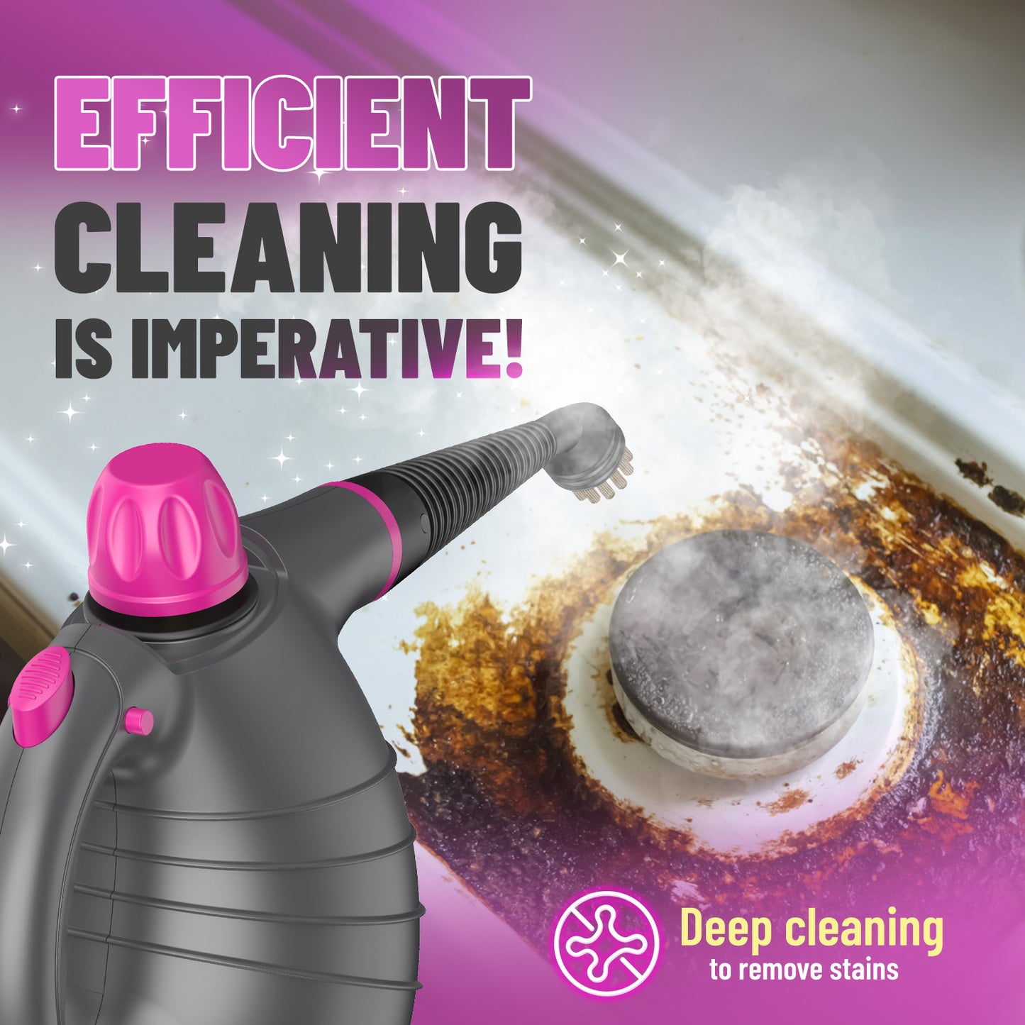 Pressurized Handheld Steam Cleaner with 10pcs Accessories and Safety Lock, Multi-Purpose Natural Steamer for Cleaning