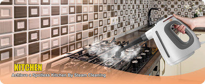 Heavy Duty Handheld Steam Cleaner for Cleaning with Lockable Steam Button&11pcs Accessories, Unlimited Water Addition for Continuous Steaming, Multi-Purpose Steamer for Cleaning Car, Grout (grey)